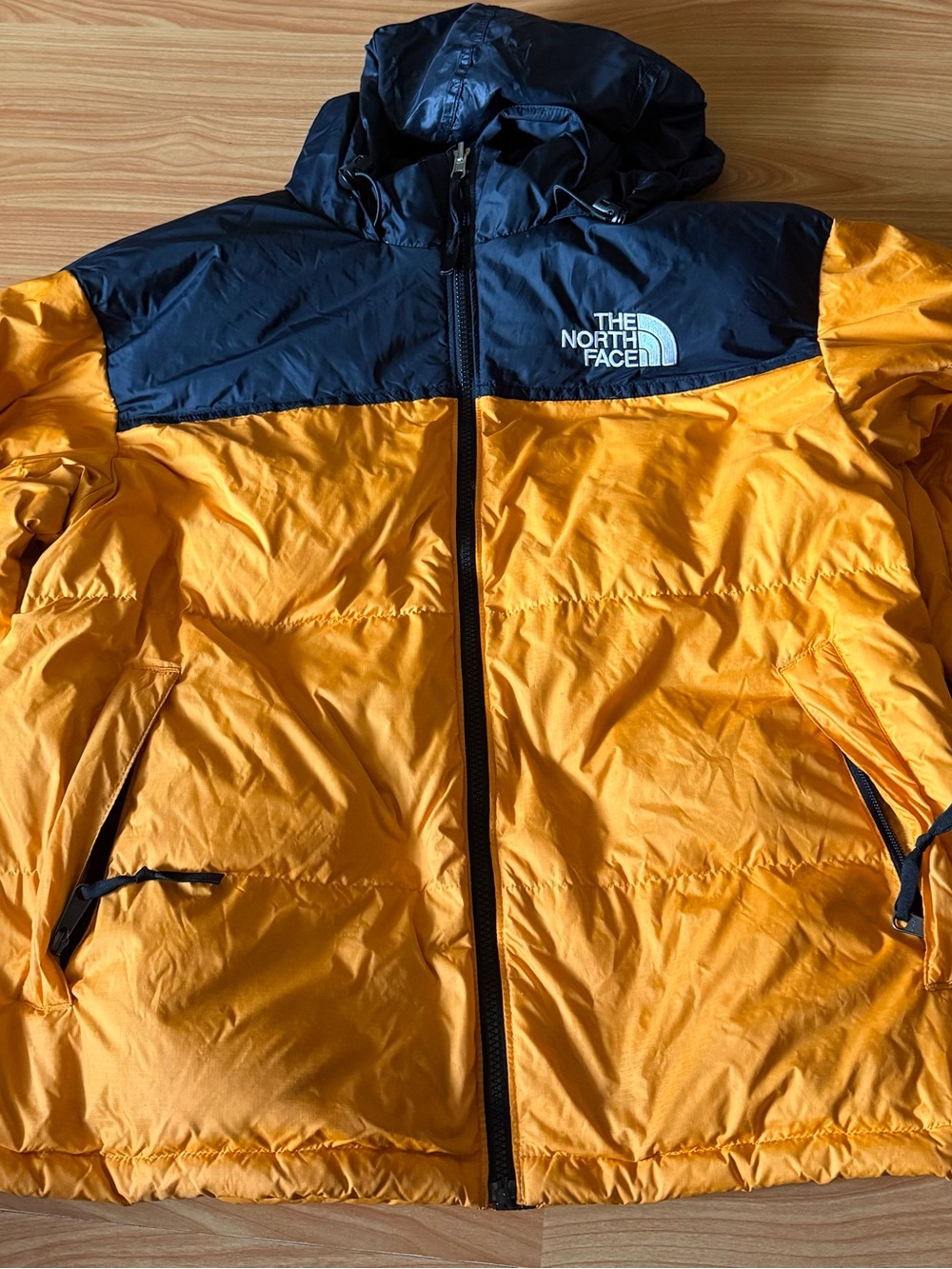 The North Face Men's Hooded Two-Tone Puffer Jacket - Yellow/Black